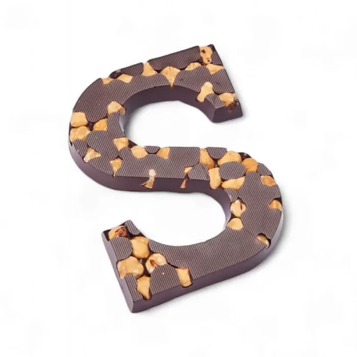 Kleine hazelnootletter pure chocolade